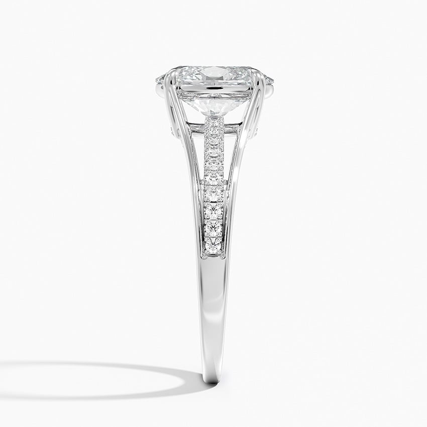 IGI Certified Lab Grown Diamond Engagement Ring Oval Brilliant Split Shank Pavé Ring - Image 3
