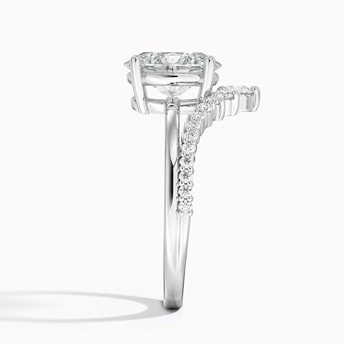 IGI Certified Lab Grown Diamond Engagement Ring Oval Brilliant Diamond Ring with V-Shaped Pavé - Image 3