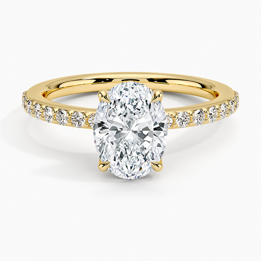 IGI Certified Lab Grown Diamond Engagement Ring Oval Brilliant Classic Hidden Halo Pavé Ring - Image 4