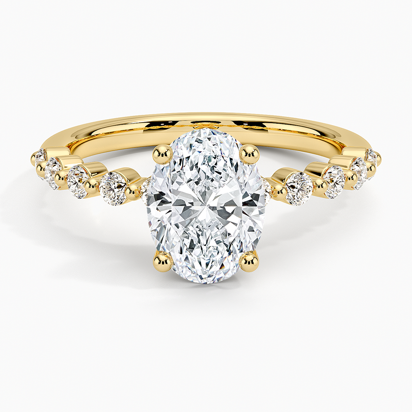 IGI Certified Lab Grown Diamond Engagement Ring Oval Brilliant Graduated Side Stone Ring - Image 4