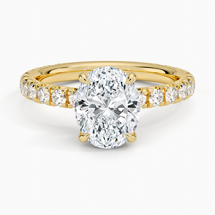 IGI Certified Lab Grown Diamond Engagement Ring Oval Brilliant Hidden Halo Pavé Ring - Image 4