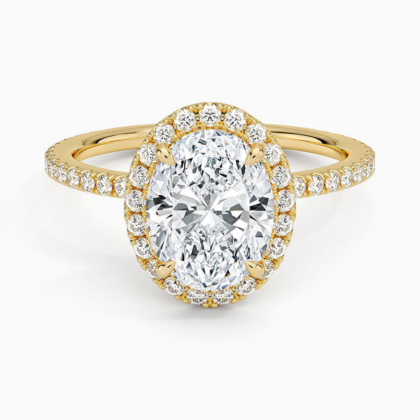 IGI Certified Lab Grown Diamond Engagement Ring Oval Brilliant Halo With Hidden Halo And Pavé Band Ring - Image 4