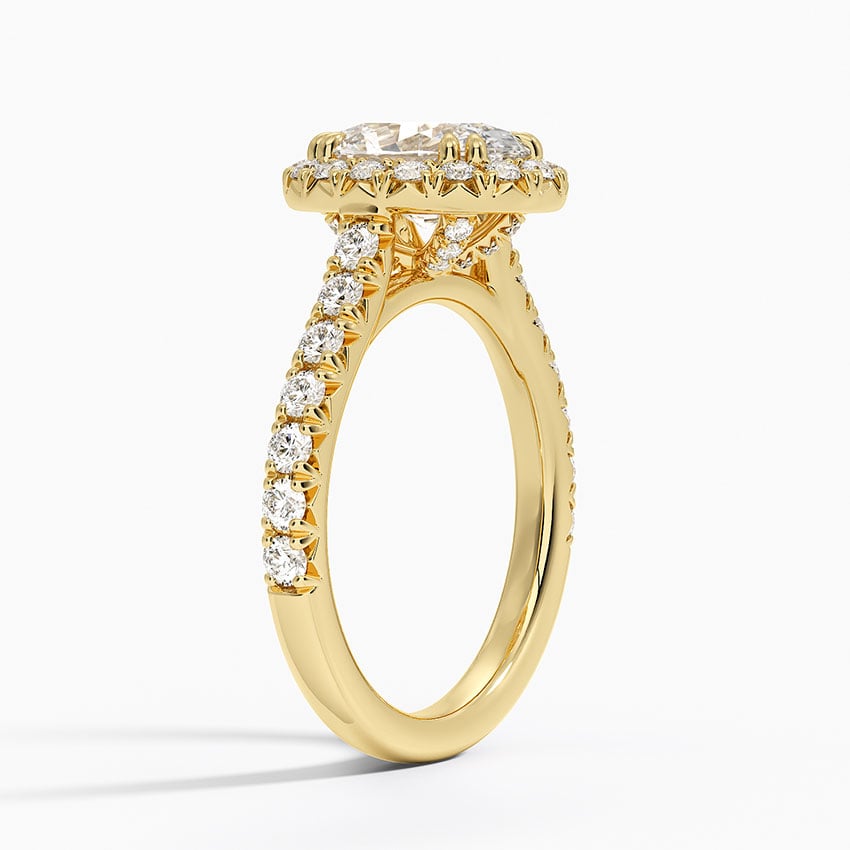 IGI Certified Lab Grown Diamond Engagement Ring Oval Brilliant Double Halo Hidden Halo Pavé Ring - Image 5