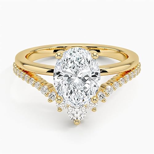 IGI Certified Lab Grown Diamond Engagement Ring Oval Brilliant Diamond Ring with V-Shaped Pavé - Image 4