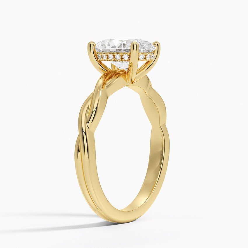 IGI Certified Lab Grown Diamond Engagement Ring Oval Brilliant Hidden Halo Twisted Shank Solitaire Ring - Image 5
