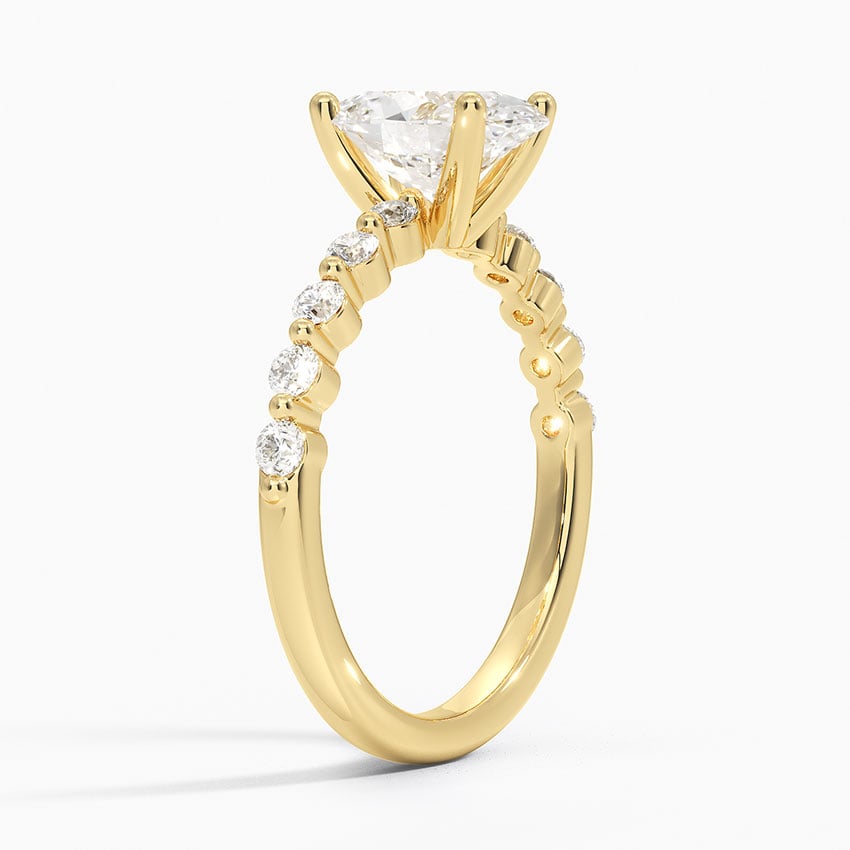IGI Certified Lab Grown Diamond Engagement Ring Oval Brilliant Graduated Side Stone Ring - Image 5