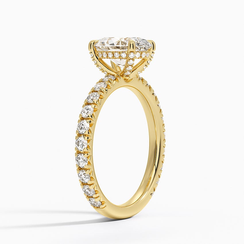IGI Certified Lab Grown Diamond Engagement Ring Oval Brilliant Hidden Halo Pavé Ring - Image 5
