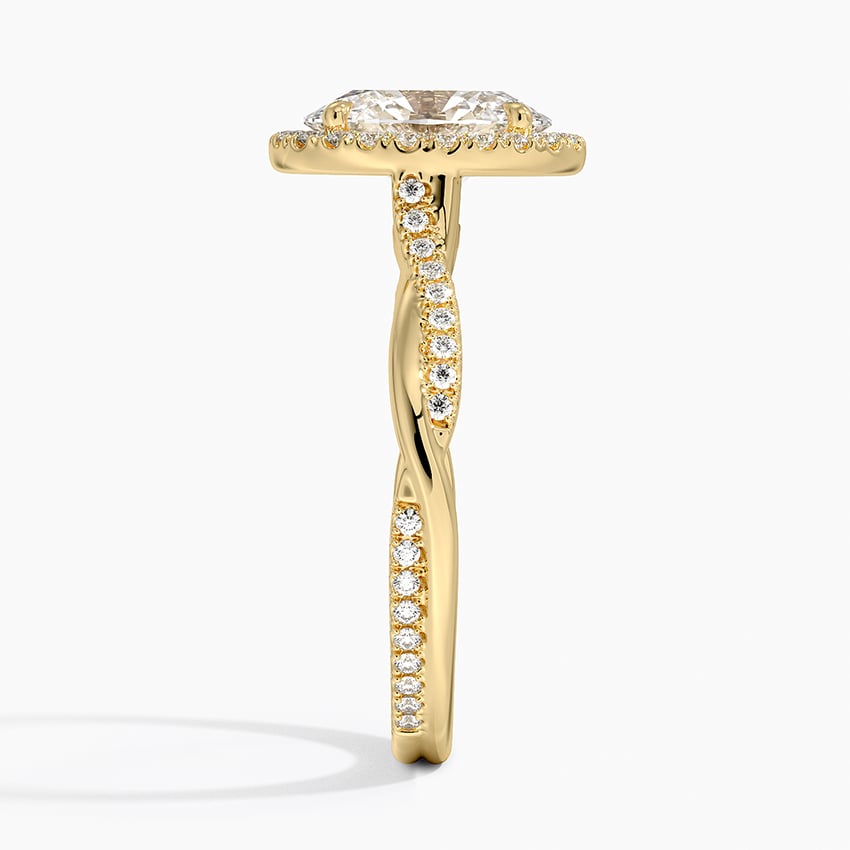IGI Certified Lab Grown Diamond Engagement Ring Oval Brilliant Halo Ring With Twisted Pavé Shank - Image 6