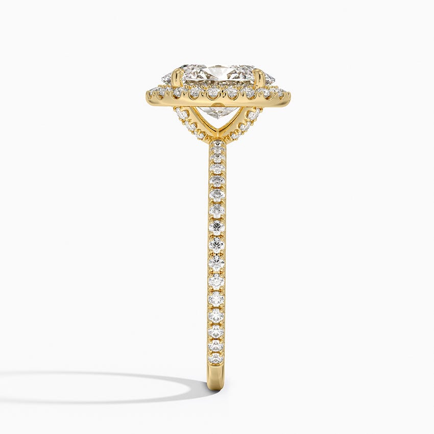 IGI Certified Lab Grown Diamond Engagement Ring Oval Brilliant Halo With Hidden Halo And Pavé Band Ring - Image 6