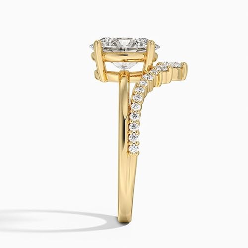 IGI Certified Lab Grown Diamond Engagement Ring Oval Brilliant Diamond Ring with V-Shaped Pavé - Image 6