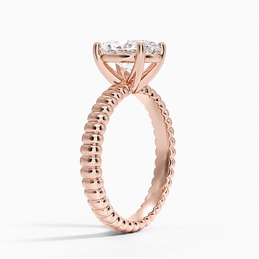 IGI Certified Lab Grown Diamond Engagement Ring Pear Brilliant Solitaire Ring With Scalloped Ribbed Band - Image 8
