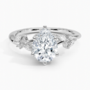 IGI Certified Lab Grown Diamond Engagement Ring Pear Brilliant Floral Cathedral Ring