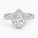 IGI Certified Lab Grown Diamond Engagement Ring Pear Brilliant Halo Ring With Twisted Pavé Shank