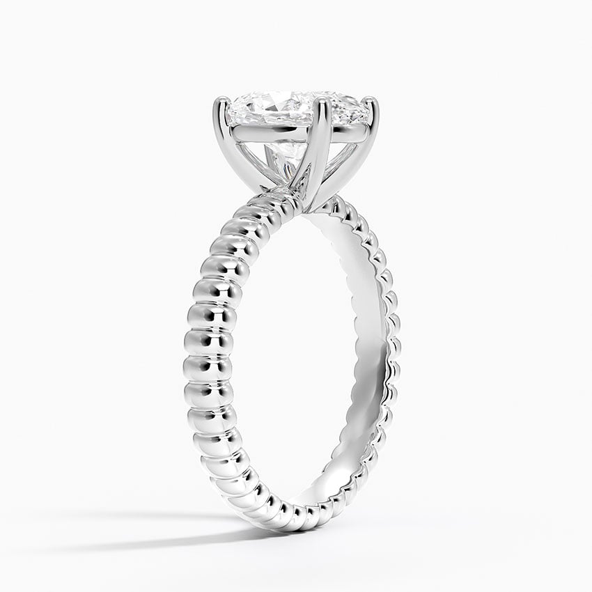 IGI Certified Lab Grown Diamond Engagement Ring Pear Brilliant Solitaire Ring With Scalloped Ribbed Band - Image 2
