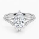 IGI Certified Lab Grown Diamond Engagement Ring Pear Brilliant Diamond Ring with V-Shaped Pavé
