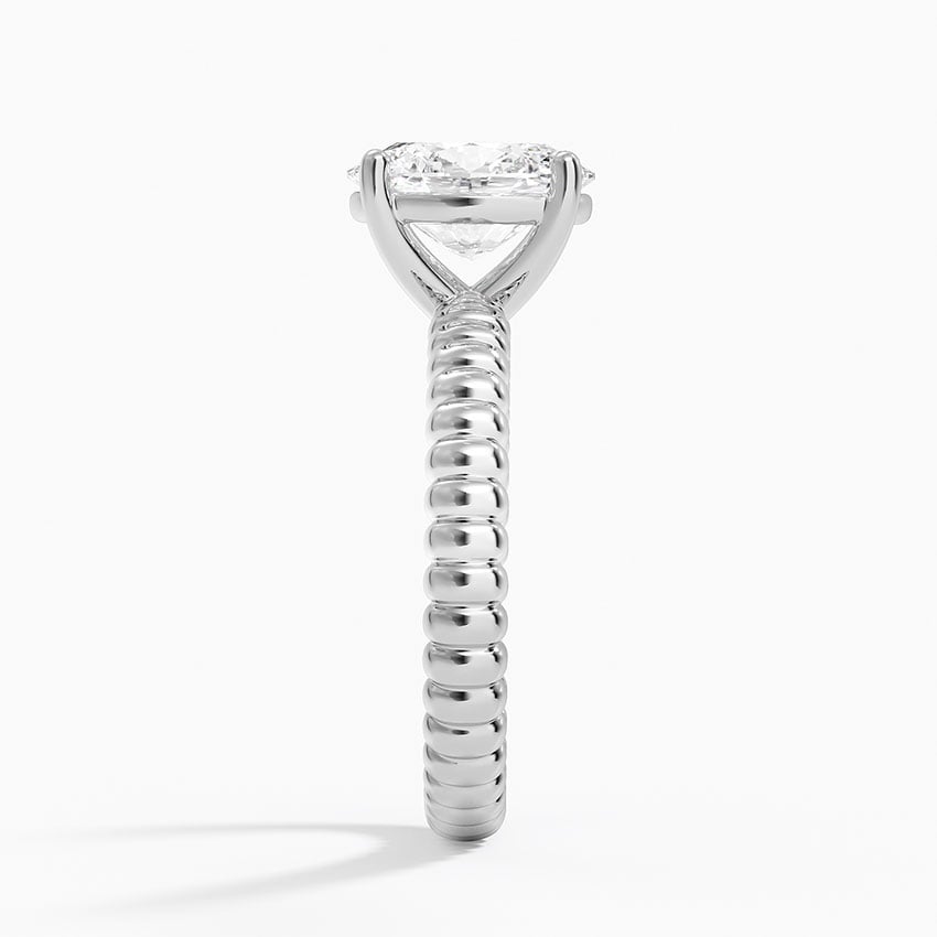 IGI Certified Lab Grown Diamond Engagement Ring Pear Brilliant Solitaire Ring With Scalloped Ribbed Band - Image 3
