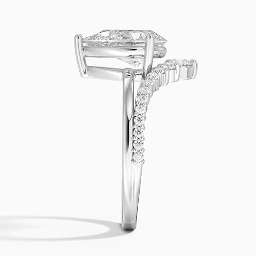 IGI Certified Lab Grown Diamond Engagement Ring Pear Brilliant Diamond Ring with V-Shaped Pavé - Image 3