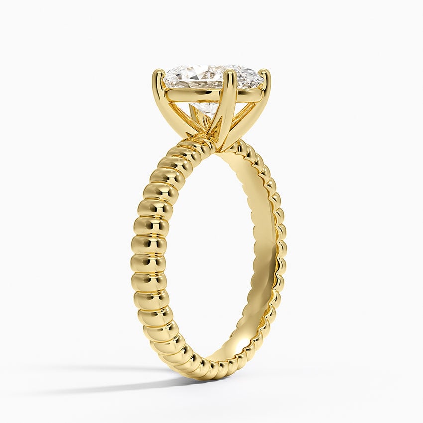 IGI Certified Lab Grown Diamond Engagement Ring Pear Brilliant Solitaire Ring With Scalloped Ribbed Band - Image 5