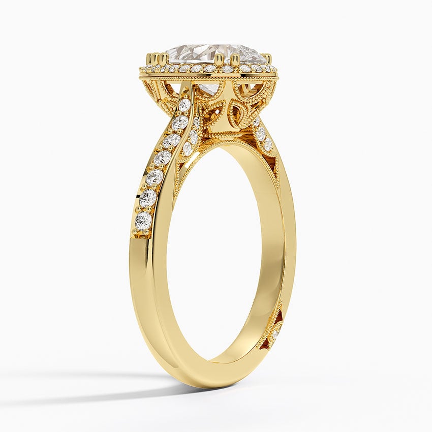 IGI Certified Lab Grown Diamond Engagement Ring Pear Brilliant Halo Split Shank Pavé Ring - Image 5