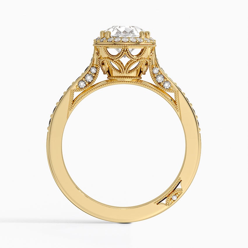 IGI Certified Lab Grown Diamond Engagement Ring Pear Brilliant Halo Split Shank Pavé Ring - Image 6