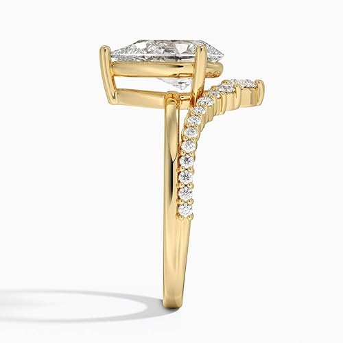 IGI Certified Lab Grown Diamond Engagement Ring Pear Brilliant Diamond Ring with V-Shaped Pavé - Image 6