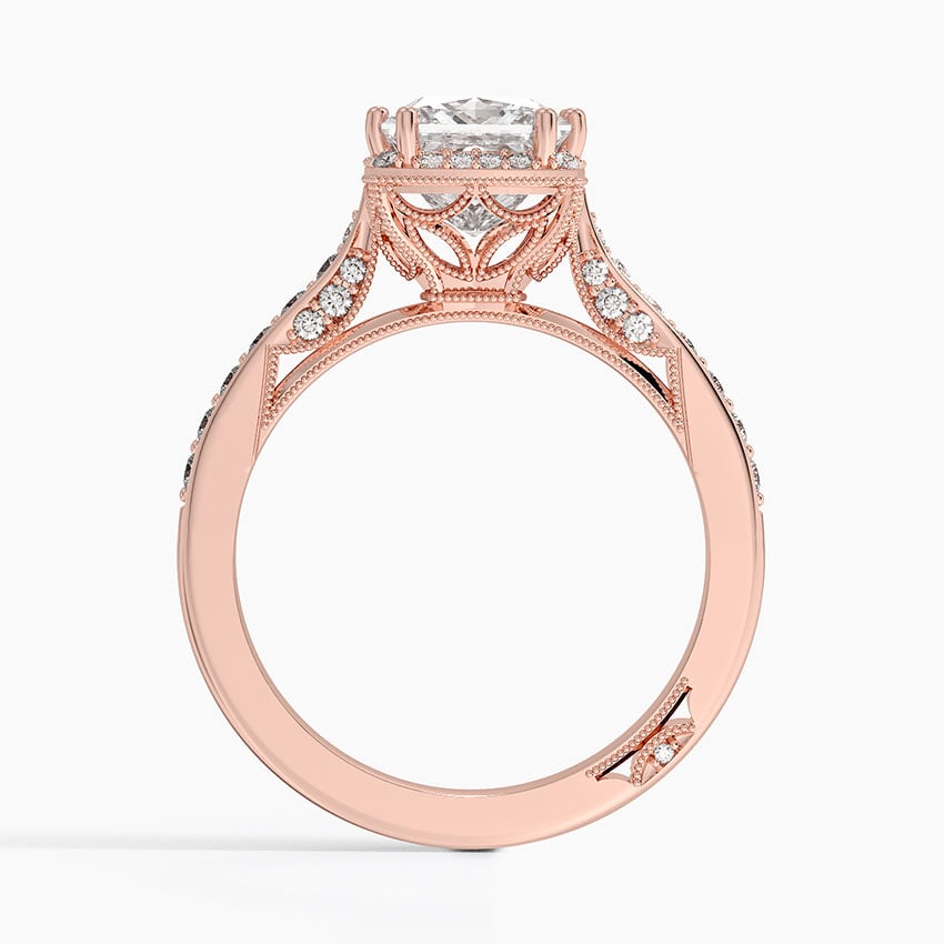 IGI Certified Lab Grown Diamond Engagement Ring Princess Brilliant Halo Split Shank Pavé Ring - Image 9