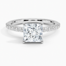 IGI Certified Lab Grown Diamond Engagement Ring Princess Brilliant Classic Hidden Halo Pavé Ring