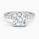 IGI Certified Lab Grown Diamond Engagement Ring Princess Brilliant Hidden Halo Pavé Ring
