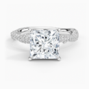 IGI Certified Lab Grown Diamond Engagement Ring Princess Brilliant Floral Basket Hidden Halo Ring