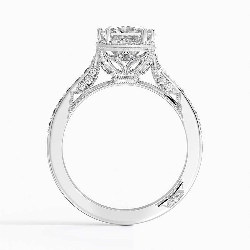 IGI Certified Lab Grown Diamond Engagement Ring Princess Brilliant Halo Split Shank Pavé Ring - Image 3