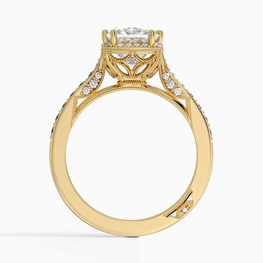 IGI Certified Lab Grown Diamond Engagement Ring Princess Brilliant Halo Split Shank Pavé Ring - Image 6