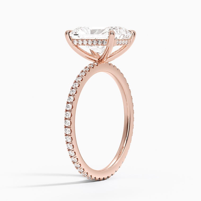 IGI Certified Lab Grown Diamond Engagement Ring Radiant Brilliant Hidden Halo Full Eternity Pavé Ring - Image 8