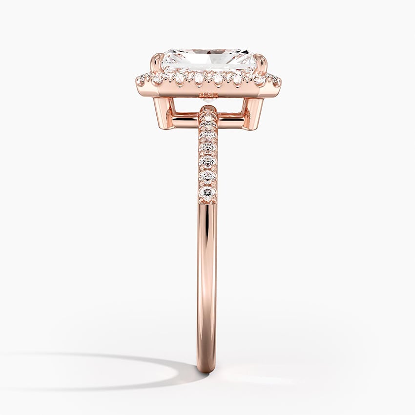 IGI Certified Lab Grown Diamond Engagement Ring Radiant Brilliant Pavé Halo Ring - Image 9