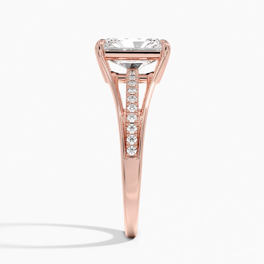 IGI Certified Lab Grown Diamond Engagement Ring Radiant Brilliant Split Shank Pavé Ring - Image 9
