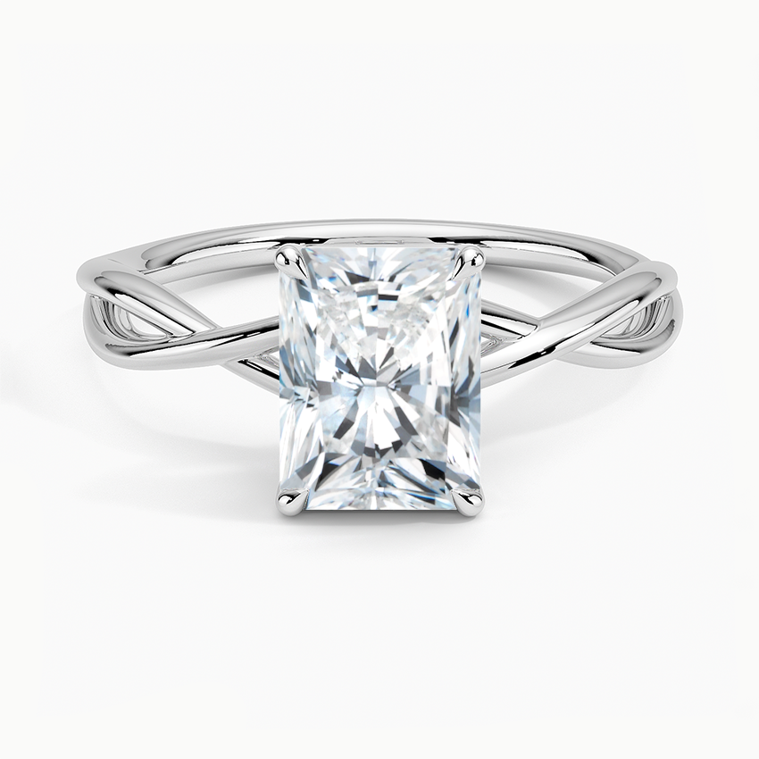 IGI Certified Lab Grown Diamond Engagement Ring Radiant Brilliant Solitaire Ring With Infinity Twist Open Shank