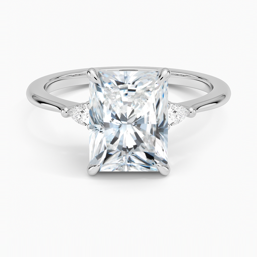 IGI Certified Lab Grown Diamond Engagement Ring Radiant Brilliant With Pear Accents Ring