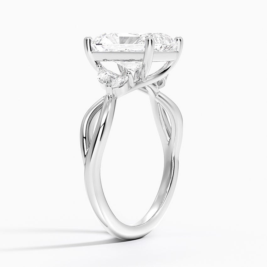 IGI Certified Lab Grown Diamond Engagement Ring Radiant Brilliant Ring With Marquise Accent Diamond Twist Shank - Image 2