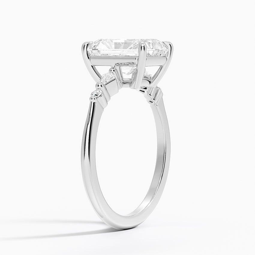 IGI Certified Lab Grown Diamond Engagement Ring Radiant Brilliant With Kite Accent Diamond Ring - Image 2