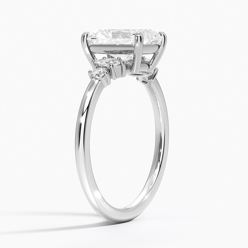 IGI Certified Lab Grown Diamond Engagement Ring Radiant Brilliant Diamond Ring With Marquise And Round Side Stones - Image 2