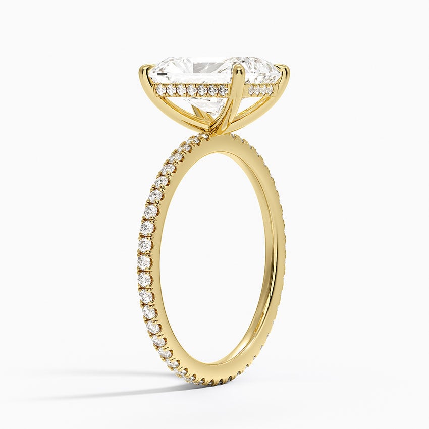 IGI Certified Lab Grown Diamond Engagement Ring Radiant Brilliant Hidden Halo Full Eternity Pavé Ring - Image 5