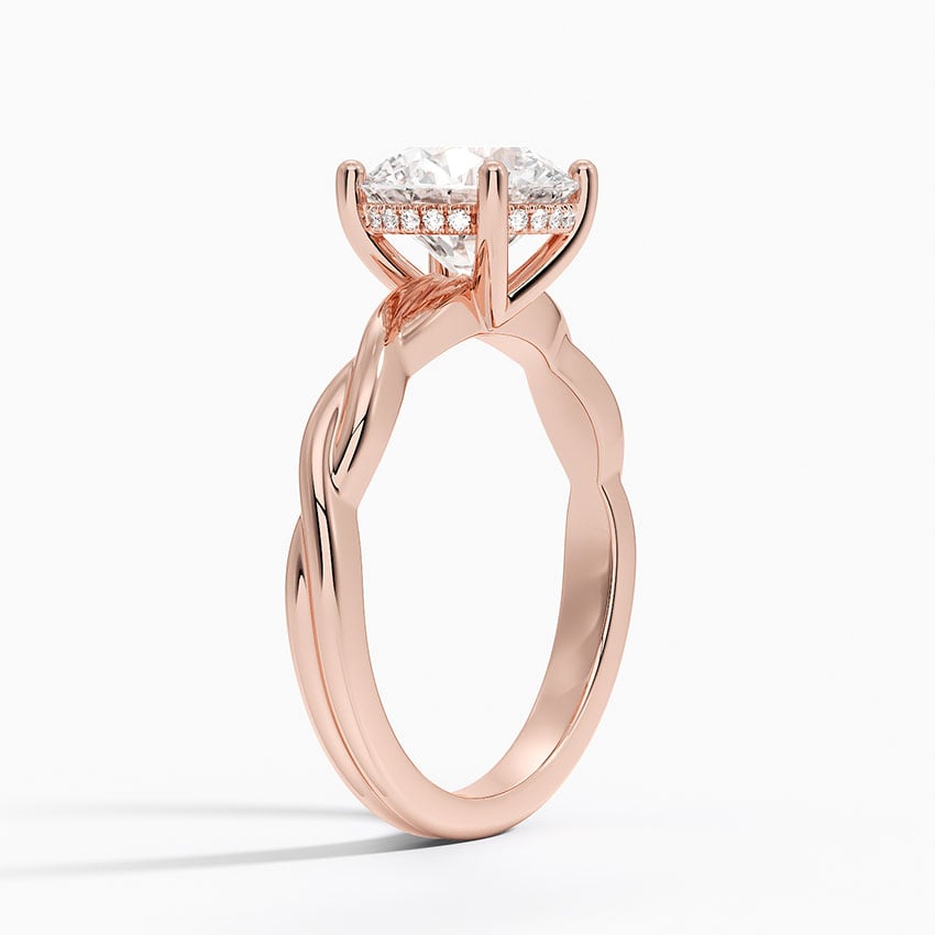 IGI Certified Lab Grown Diamond Engagement Ring Round Brilliant Hidden Halo Twisted Shank Solitaire Ring - Image 8