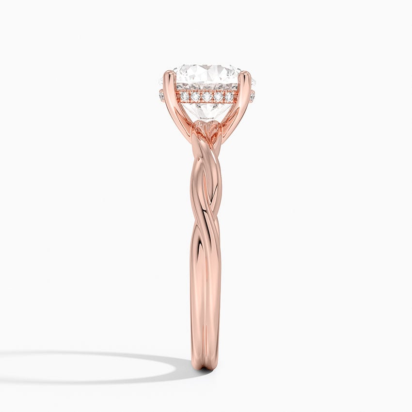 IGI Certified Lab Grown Diamond Engagement Ring Round Brilliant Hidden Halo Twisted Shank Solitaire Ring - Image 9
