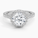 IGI Certified Lab Grown Diamond Engagement Ring Round Brilliant Double Halo Hidden Halo Pavé Ring