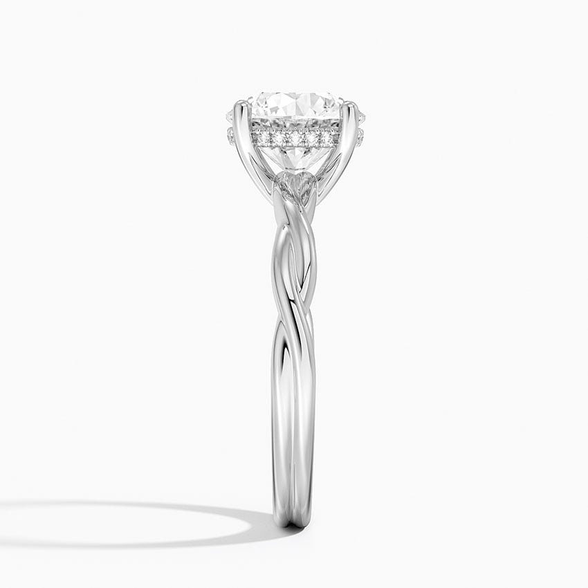 IGI Certified Lab Grown Diamond Engagement Ring Round Brilliant Hidden Halo Twisted Shank Solitaire Ring - Image 3